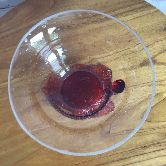 Vintage Elegant Red Leaf Glass Decor Accent Bowl - Picture 7 of 10